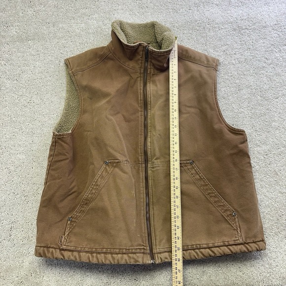 Sorel Mens Vest XL Sherpa Lined Brown Heavy Duck Canvas Chore Work Zip Up - Picture 7 of 8